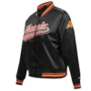 Phoenix suns womens script tail full snap satin varsity jacket black 4