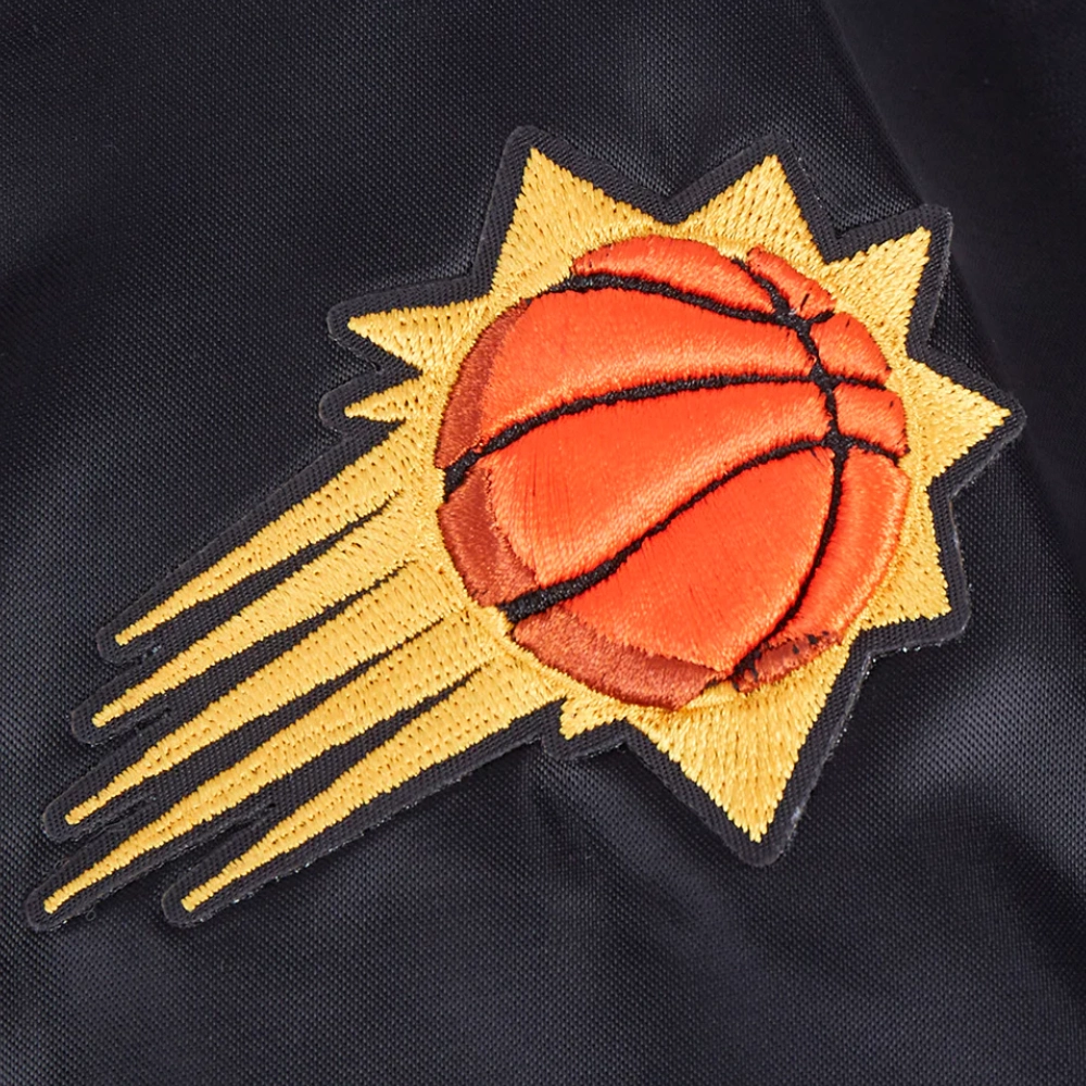Phoenix suns womens script tail full snap satin varsity jacket black