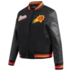 Phoenix suns womens script tail wool leather varsity jacket black 4