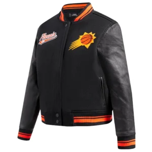 Phoenix suns womens script tail wool leather varsity jacket black 4