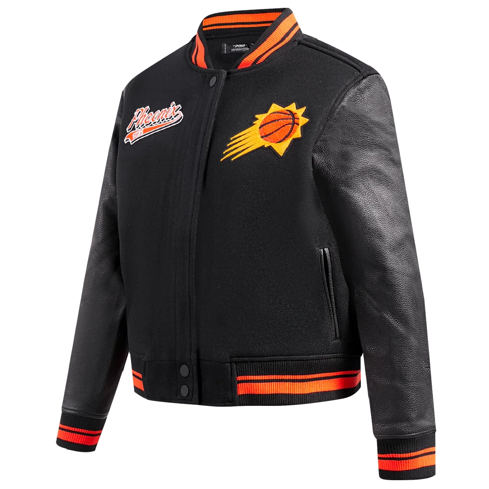Phoenix suns womens script tail wool leather varsity jacket black 4