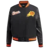 Phoenix suns womens script tail wool leather varsity jacket black 5