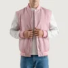 Pink and white varsity letterman jacket 3