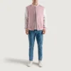 Pink and white varsity letterman jacket 4