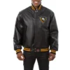Pittsburgh penguins genuine leather varsity jacket black 1