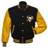Pittsburgh penguins letterman wool leather varsity jacket blackyellow 1 1
