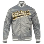 Pittsburgh Penguins Script Tail Grey Satin Jacket