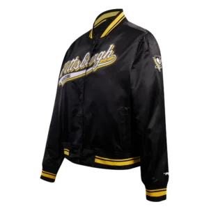Pittsburgh penguins script tail satin varsity jacket black 2