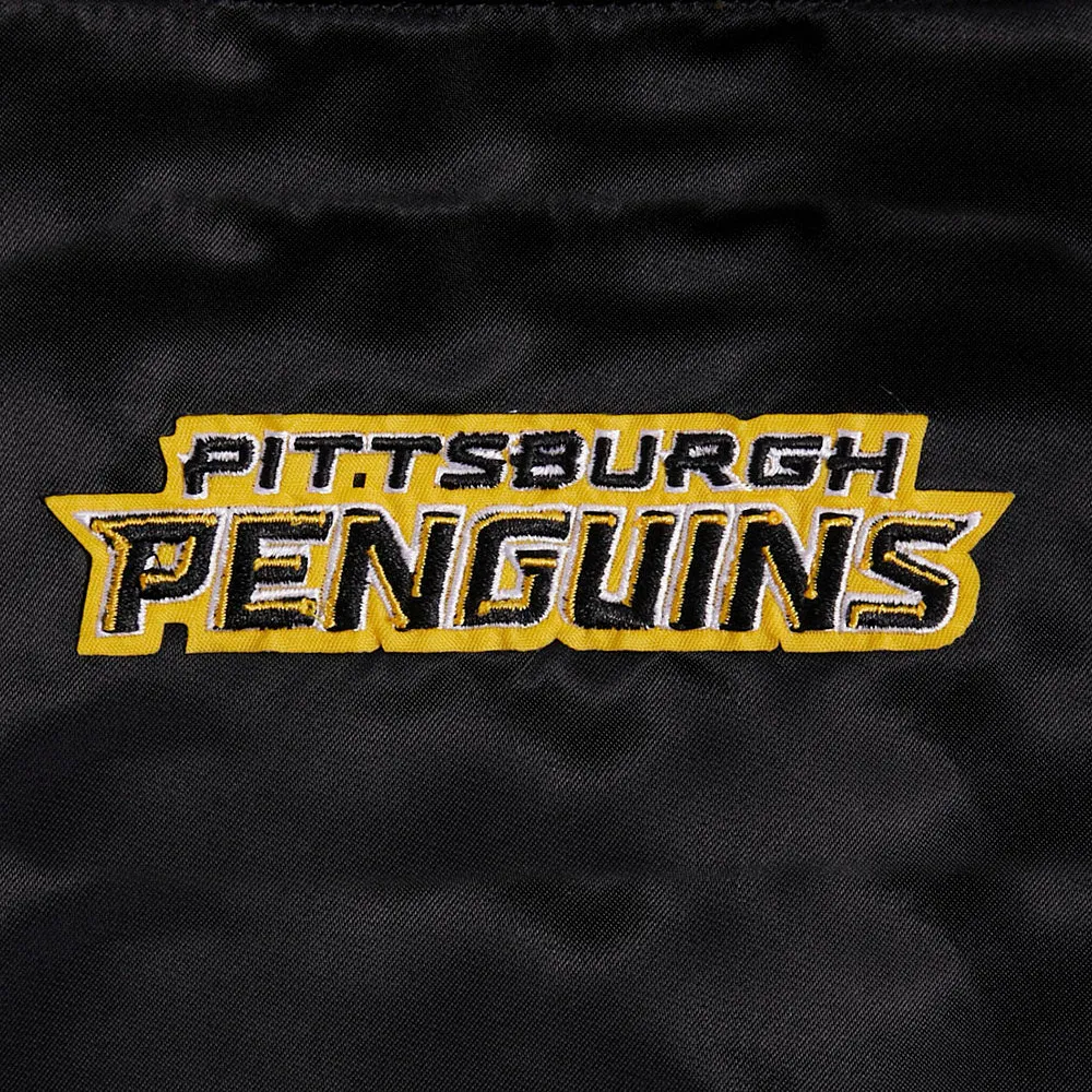Pittsburgh penguins script tail satin varsity jacket black 5