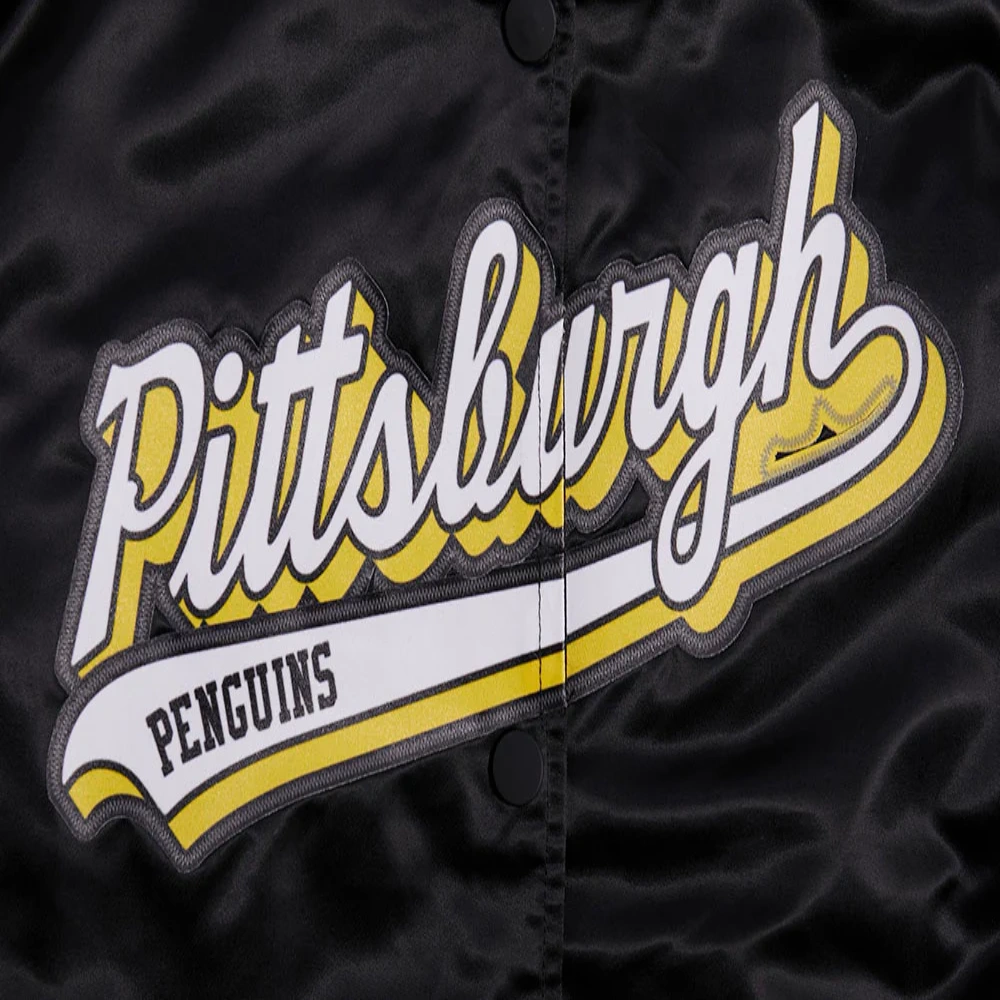 Pittsburgh penguins script tail satin varsity jacket black 6