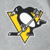 Pittsburgh penguins script tail wool leather varsity jacket grey white 2