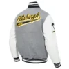 Pittsburgh penguins script tail wool leather varsity jacket grey white 3