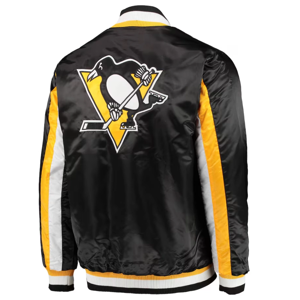 Pittsburgh penguins the ace satin varsity jacket black 1