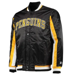 Pittsburgh penguins the ace satin varsity jacket black 2