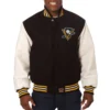 Pittsburgh penguins two tone wool leather varsity jacket black white 1