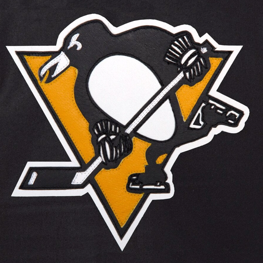 Pittsburgh penguins two tone wool leather varsity jacket black white 2 1