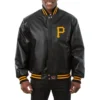 Pittsburgh pirates full real leather varsity jacket black 1