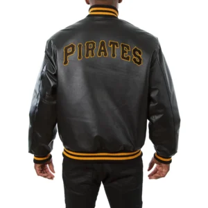 Pittsburgh pirates full real leather varsity jacket black 2