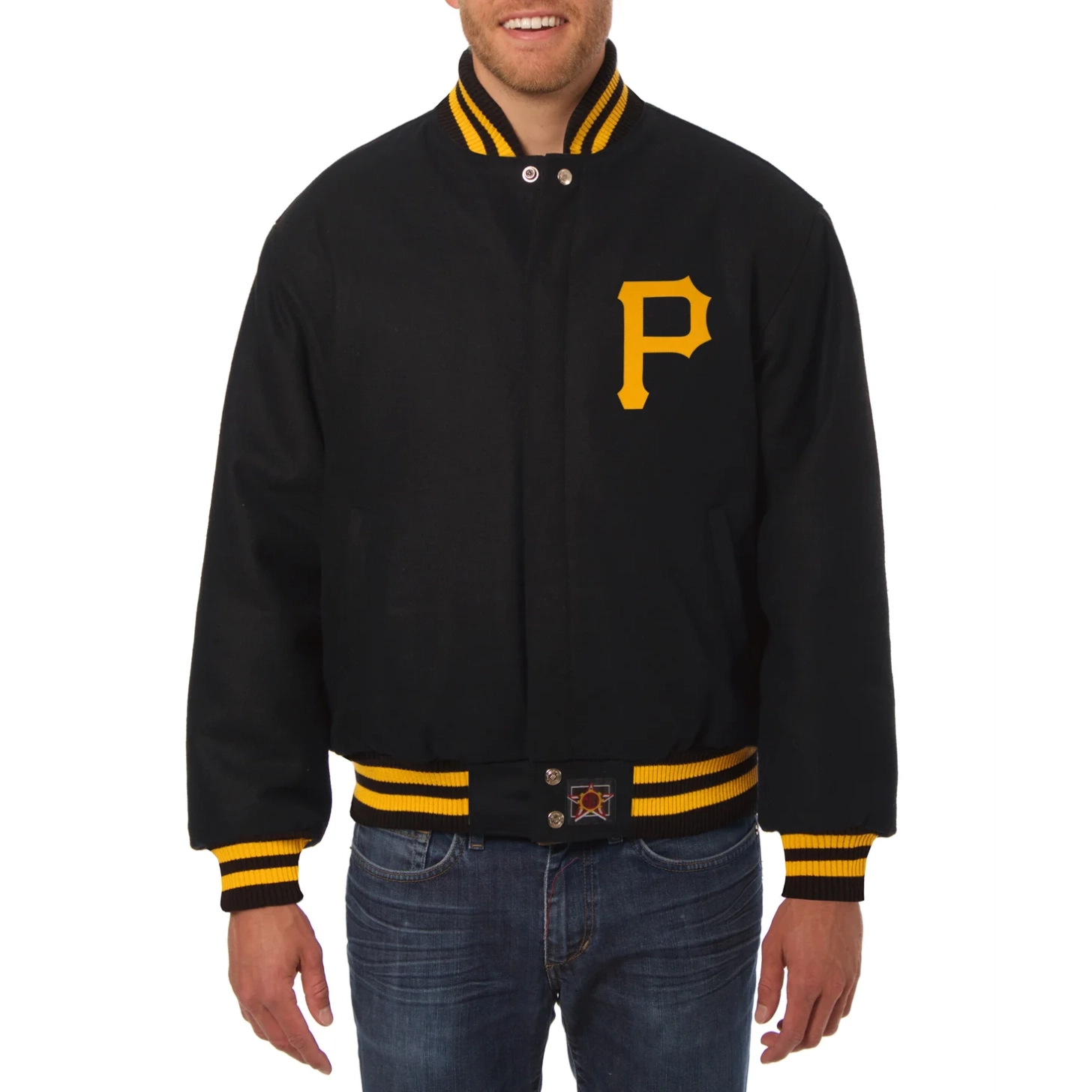 Pittsburgh pirates handcrafted logo wool jacket black 1