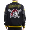 Pittsburgh pirates mashup full snap satin varsity jacket black 4