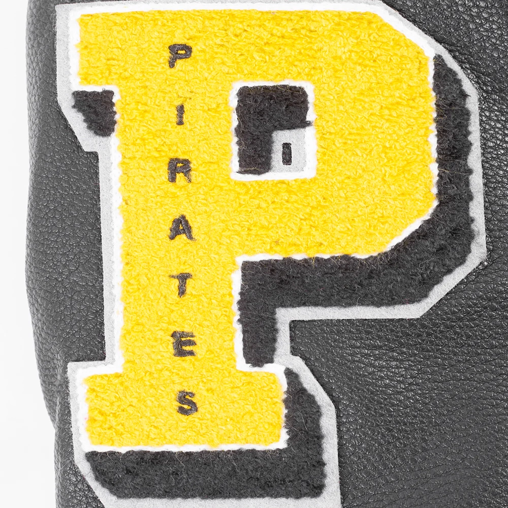 Pittsburgh pirates mashup womens wool leather varsity jacket black 1