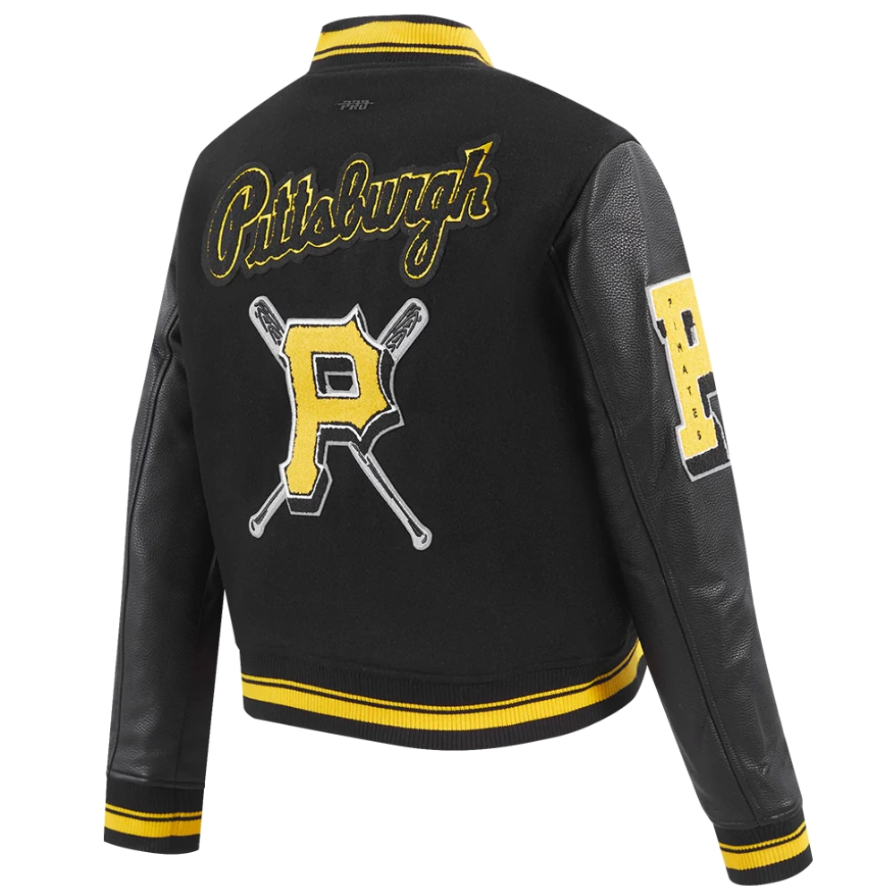 Pittsburgh pirates mashup womens wool leather varsity jacket black 5