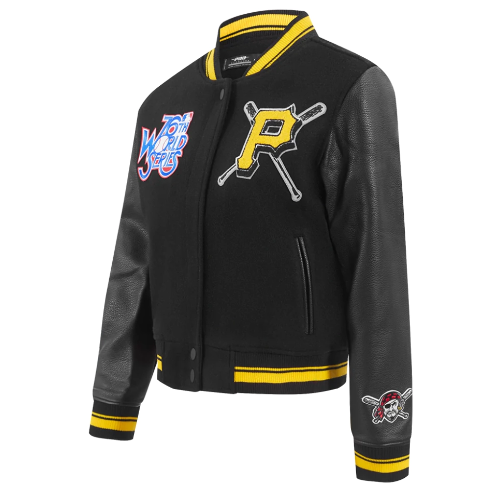 Pittsburgh pirates mashup womens wool leather varsity jacket black 7