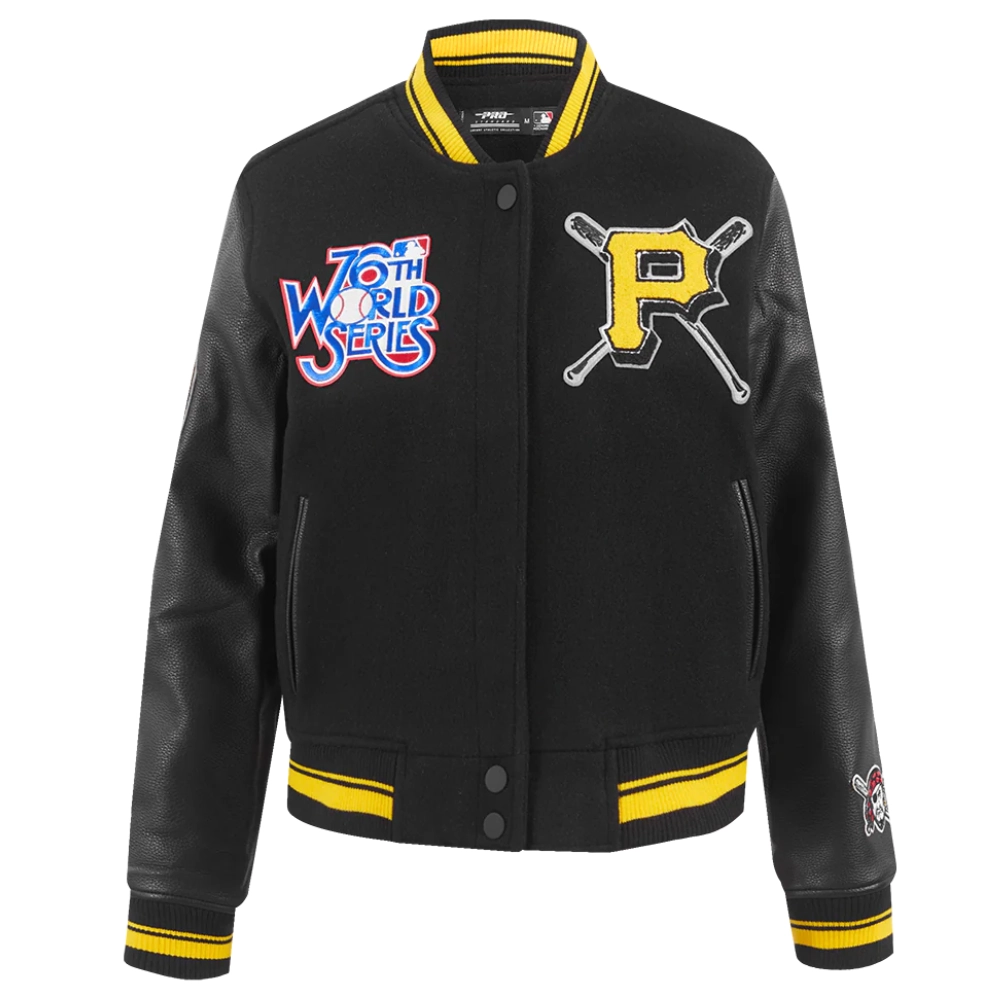 Pittsburgh pirates mashup womens wool leather varsity jacket black 8