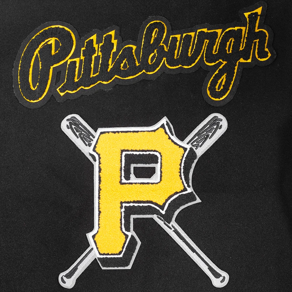 Pittsburgh pirates mashup womens wool leather varsity jacket black