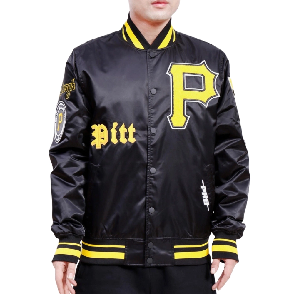 Pittsburgh pirates old english full snap satin varsity jacket black processed 1