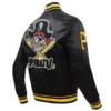 Pittsburgh pirates retro classic full snap satin varsity jacket black 4