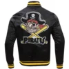 Pittsburgh pirates retro classic full snap satin varsity jacket black 5