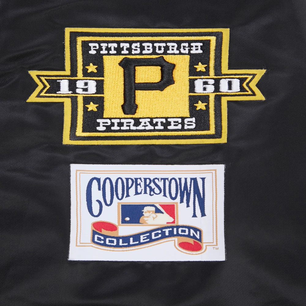 Pittsburgh pirates retro classic full snap satin varsity jacket black
