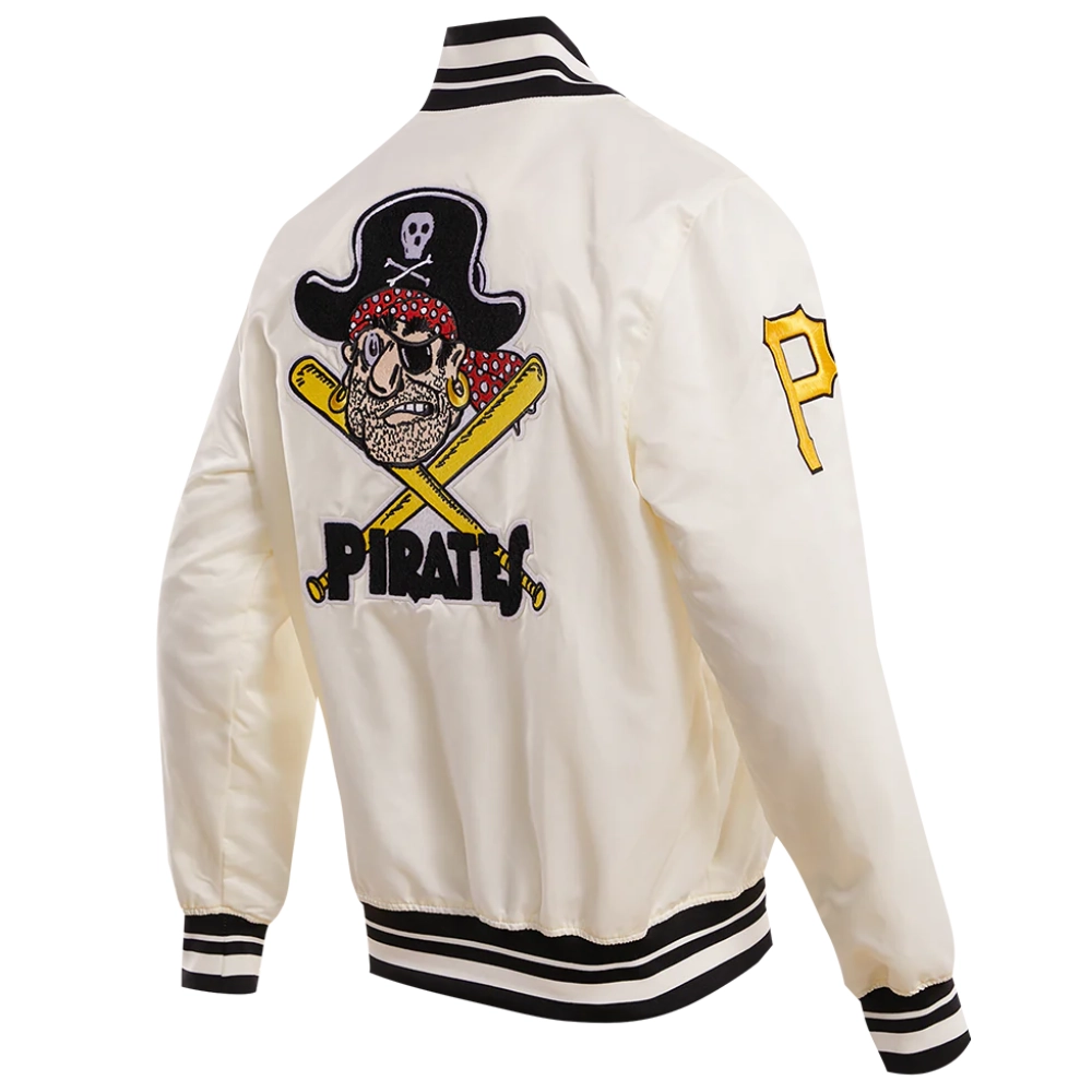 Pittsburgh pirates retro classic full snap satin varsity jacket white 5