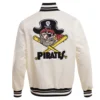 Pittsburgh pirates retro classic full snap satin varsity jacket white 6