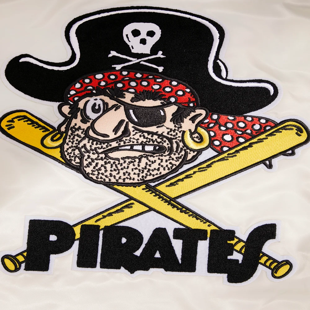Pittsburgh pirates retro classic full snap satin varsity jacket white