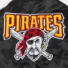 Pittsburgh pirates retro classic womens full snap satin varsity jacket black 3
