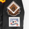 Pittsburgh pirates retro classic womens full snap satin varsity jacket black 4
