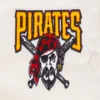 Pittsburgh pirates retro classic womens full snap satin varsity jacket white 3