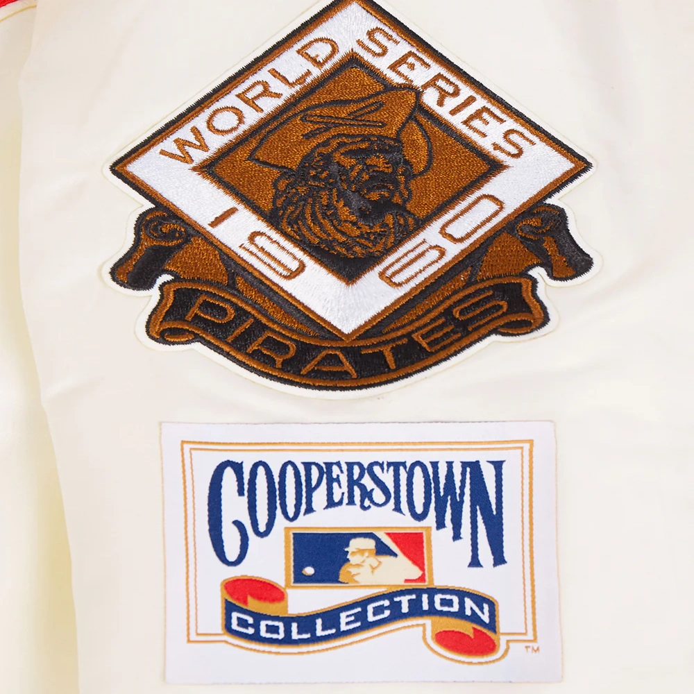 Pittsburgh pirates retro classic womens full snap satin varsity jacket white