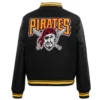 Pittsburgh pirates retro classic womens wool leather varsity jacket black 5