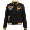 Pittsburgh pirates retro classic womens wool leather varsity jacket black 8