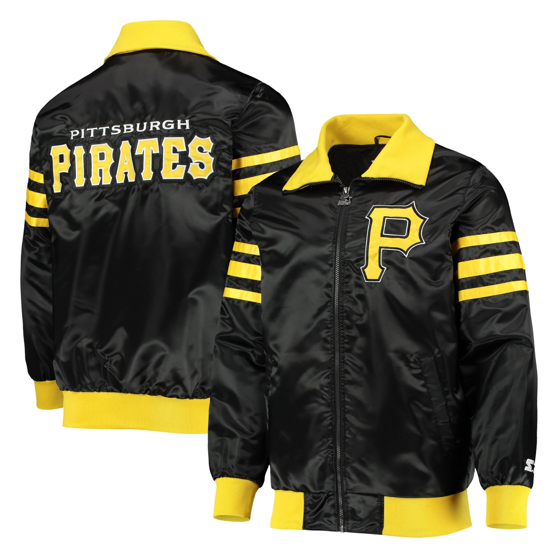 Pittsburgh pirates the captain ii satin varsity jacket black 4