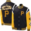 Pittsburgh pirates title holder full snap varsity jacket black yellow 1