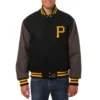 Pittsburgh pirates two tone handcrafted logo wool jacket black gray 1