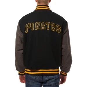 Pittsburgh pirates two tone handcrafted logo wool jacket black gray 2
