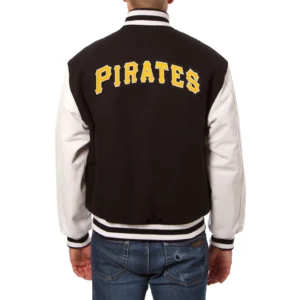 Pittsburgh pirates two tone wool and leather jacket black white 2