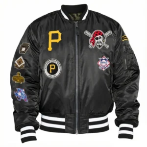 Pittsburgh pirates x new era ma 1 bomber varsity black jacket