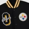 Pittsburgh steelers black grey full snap wool front detail