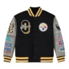 Pittsburgh steelers black grey full snap wool jacket